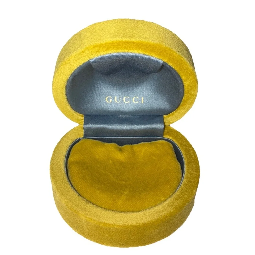 Gucci Jewelry Box Chartreuse Yellow Velvet Small Gift Box Ring 3.5x3